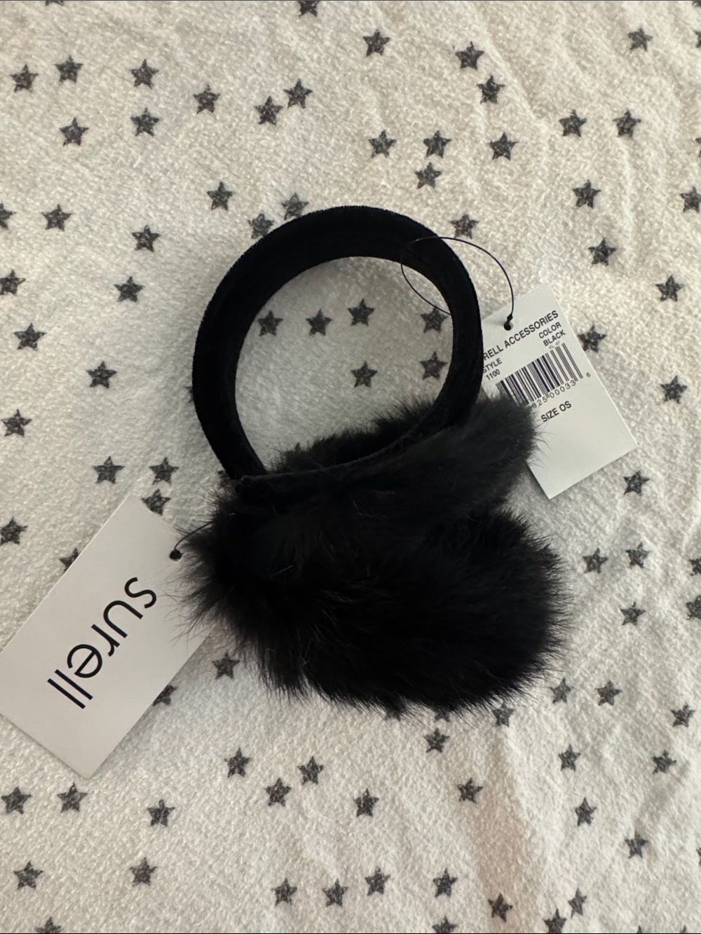Surell black rabbit fur earmuffs